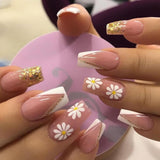 Popxstar Spring Centerpiece Ideas Short Square Acrylic Nails Spring Dip Nails  24pcs/box Fake Nails With Design Tai Chi White Black Full Cover Acrylic Press On Fake Nails Sets With Glue Long Artifical Nails