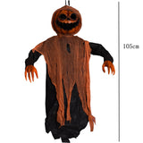 Popxstar Pumpkin Head Halloween Electric Toy Halloween Horror Decoration Pumpkin Scarecrow Hanging Ghost Prank Props Home Festival Decor