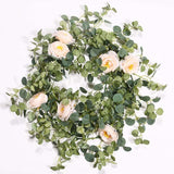 Popxstar 2M Silk Rose Peony Garland Artificial Flowers Eucalyptus Leaves Vines Plants for Wedding Arch Doorways Table Decor