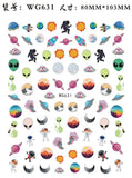 Popxstar Nail Art Stickers Water Decals Eyes Stripe Nail Art Decorations for Manicure Accessories Press on Nails Foil Stickers and Decals