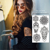 Popxstar 1PC Mandala Tattoo Stickers Retro Vatican Feather Elephant Clavicle Sexy Flowers Hannah Disposable Tattoo Stickers