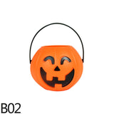 Popxstar 1/3pcs Halloween Pumpkin Bucket Portable Plastic Candy Basket Trick Or Treat Kids Gift Packaging Halloween Party Decor Supplies