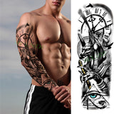 Popxstar Teenagers over Knee Tattoo Men Small Men's Tattoos Waterproof Temporary Tattoo Sticker Anubis Ancient Egypt Dog Roma Clock Eye Full Arm Fake Tatto Flash Tatoo Sleeve for Men Women
