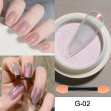 Mirror Nail Powder Pigment Pearl White Rubbing on Nail Art Glitter Dust Chrome Aurora Blue Manicure Holographic Decorations