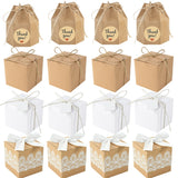 Popxstar 10Pcs Square Kraft Paper Candy Box With Rope Wedding Favor Lace Chocolate Box For Birthday Baby Shower Party Gift Pakcing Decor