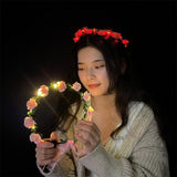 Popxstar 1pc Glowing Garland Hairband LED Light Up Crown Wreath Women Girl Adjustable Birthday Wedding Festival Party Luminous Decoration