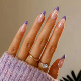 Popxstar 24pcs/Box False Nails Almond Coffee Color Design Artificial Ballerina Fake Nails With Glue Full Cover Nail Tips Press On Nails