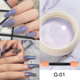 Mirror Nail Powder Pigment Pearl White Rubbing on Nail Art Glitter Dust Chrome Aurora Blue Manicure Holographic Decorations