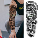Popxstar Teenagers over Knee Tattoo Men Small Men's Tattoos Waterproof Temporary Tattoo Sticker Anubis Ancient Egypt Dog Roma Clock Eye Full Arm Fake Tatto Flash Tatoo Sleeve for Men Women