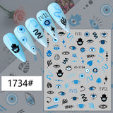 Popxstar Nail Art Stickers Water Decals Eyes Stripe Nail Art Decorations for Manicure Accessories Press on Nails Foil Stickers and Decals