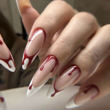 Popxstar 24Pcs False Nails With Glue Almond Pink Butterfly Design Detachable Rhinestones Acrylic Fake Nails long stiletto Press On Nails