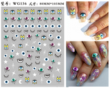 Popxstar Nail Art Stickers Water Decals Eyes Stripe Nail Art Decorations for Manicure Accessories Press on Nails Foil Stickers and Decals