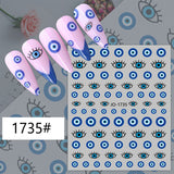 Popxstar Nail Art Stickers Water Decals Eyes Stripe Nail Art Decorations for Manicure Accessories Press on Nails Foil Stickers and Decals