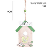 Popxstar 1pc Easter Wooden Hanging Ornament Bird House Pendant for Spring Easter Home Door Decorations Kids Party DIY Crafts Supplies