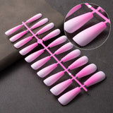 Popxstar 1Box Black Transfer Butterfly Nail Tips 24Pcs/Kit Tai Chi,Smile,Grimace Press On Fake Nails With Glue Long Coffin Wears Nail Tip
