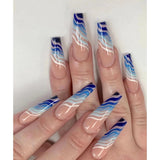 Popxstar Pink Cow Design False Nail French Full Cover Long Coffin Fake Nails Glue DIY Manicure Nail Art Tools Press on Nails Nail Tips Halloween