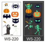 Popxstar Halloween Tattoo for Children Glowing Dark Taty Waterproof Fake Luminous Tattoo Stickers Body Art Cartoon Tattoo 105*60 Mm