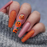 Popxstar Pink Cow Design False Nail French Full Cover Long Coffin Fake Nails Glue DIY Manicure Nail Art Tools Press on Nails Nail Tips Halloween
