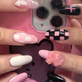 Popxstar spring centerpiece ideas short square acrylic nails spring dip nails  24pcs/box Fake Nails With Design Tai Chi White Black Full Cover Acrylic Press On Fake Nails Sets With Glue Long Artifical Nails