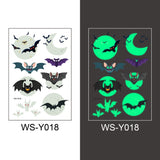 Popxstar Halloween Tattoo for Children Glowing Dark Taty Waterproof Fake Luminous Tattoo Stickers Body Art Cartoon Tattoo 105*60 Mm