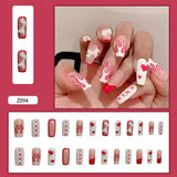 24pcs Butterfly decorated false nails Removable Long Paragraph Fashion Manicure fake nail tips full cover acrylic for girls nail