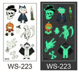 Popxstar Halloween Tattoo for Children Glowing Dark Taty Waterproof Fake Luminous Tattoo Stickers Body Art Cartoon Tattoo 105*60 Mm