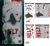 Popxstar 1Set Halloween Decora Stickers Bloody Handprint Window Door Wall Clings Poster Bloody Window Stickers Halloween Party Supplies