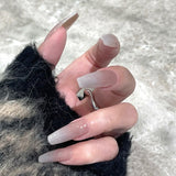 Popxstar spring centerpiece ideas short square acrylic nails spring dip nails 24pcs Mid Length Fake Nails Ballet Removable Wear Full Cover Coffin Artificial Manicure Patch False Nail Tips with Glue