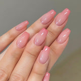 Popxstar 24Pcs Press On Nails Wearable Fake Nails Pink Gradient Glitter Butterfly Rhinestones False Nail Full Cover Acrylic Nail Tips