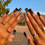 Popxstar Spring Centerpiece Ideas Short Square Acrylic Nails Spring Dip Nails  24pcs/box Fake Nails With Design Tai Chi White Black Full Cover Acrylic Press On Fake Nails Sets With Glue Long Artifical Nails