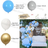 Popxstar Macaron Blue Balloon Garland Arch Kit Birthday Wedding Party White Grey Latex Gender Reveal Baby Shower Decoration Balloons
