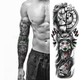 Popxstar Teenagers over Knee Tattoo Men Small Men's Tattoos Waterproof Temporary Tattoo Sticker Anubis Ancient Egypt Dog Roma Clock Eye Full Arm Fake Tatto Flash Tatoo Sleeve for Men Women
