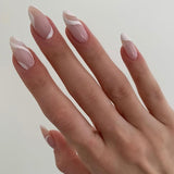 Popxstar spring centerpiece ideas short square acrylic nails spring dip nails 24pcs Mid Length Fake Nails Ballet Removable Wear Full Cover Coffin Artificial Manicure Patch False Nail Tips with Glue