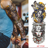 Popxstar Teenagers over Knee Tattoo Men Small Men's Tattoos Waterproof Temporary Tattoo Sticker Anubis Ancient Egypt Dog Roma Clock Eye Full Arm Fake Tatto Flash Tatoo Sleeve for Men Women