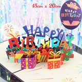 Popxstar 3D Pop UP Happy Birthday Greeting Cards Invitation Card Happy Mother's Father's Day Love Mom Dad Rose Flower Thank You Gift Card