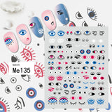 Popxstar Nail Art Stickers Water Decals Eyes Stripe Nail Art Decorations for Manicure Accessories Press on Nails Foil Stickers and Decals