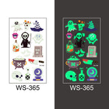 Popxstar Halloween Tattoo for Children Glowing Dark Taty Waterproof Fake Luminous Tattoo Stickers Body Art Cartoon Tattoo 105*60 Mm