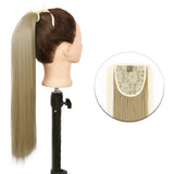 Popxstar Synthetic Corn Wavy Long Ponytail  Hairpiece Wrap on Clip Hair Extensions Ombre Brown Pony Tail Blonde Fack Hair