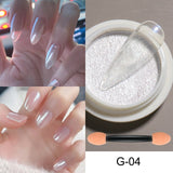 Mirror Nail Powder Pigment Pearl White Rubbing on Nail Art Glitter Dust Chrome Aurora Blue Manicure Holographic Decorations