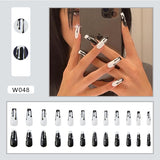 Popxstar spring centerpiece ideas short square acrylic nails spring dip nails  24pcs/box Fake Nails With Design Tai Chi White Black Full Cover Acrylic Press On Fake Nails Sets With Glue Long Artifical Nails