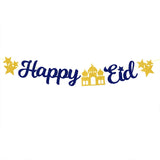 Popxstar Elegant Blue Eid Banner Happy Eid Mubarak Islamic Muslim Party Decor Ramadan Kareem Eid AL Adha Decor For Home