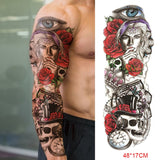 Popxstar Teenagers over Knee Tattoo Men Small Men's Tattoos Waterproof Temporary Tattoo Sticker Anubis Ancient Egypt Dog Roma Clock Eye Full Arm Fake Tatto Flash Tatoo Sleeve for Men Women
