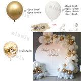 Popxstar White Metal Gold Balloon Garland Arch Kit Girl Propose Wedding Party Latex Birthday Ballons Gender Reveal Baby Shower Decoration