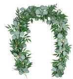 Popxstar Artificial Eucalyptus Leaves Garland with Willow Vines Twigs Leaves for Wedding Party Table Runner Greenery Garland Indoor