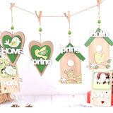 Popxstar 1pc Easter Wooden Hanging Ornament Bird House Pendant for Spring Easter Home Door Decorations Kids Party DIY Crafts Supplies