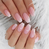 Popxstar 24Pcs Press On Nails Wearable Fake Nails Pink Gradient Glitter Butterfly Rhinestones False Nail Full Cover Acrylic Nail Tips