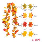 Popxstar Halloween Artificial Autumn Maple Leaves Garland Vine Led Fairy Lights for Christmas Party Thanksgiving Autumn Home Decoration