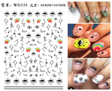 Popxstar Nail Art Stickers Water Decals Eyes Stripe Nail Art Decorations for Manicure Accessories Press on Nails Foil Stickers and Decals