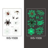 Popxstar Halloween Tattoo for Children Glowing Dark Taty Waterproof Fake Luminous Tattoo Stickers Body Art Cartoon Tattoo 105*60 Mm