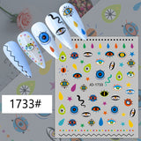 Popxstar Nail Art Stickers Water Decals Eyes Stripe Nail Art Decorations for Manicure Accessories Press on Nails Foil Stickers and Decals